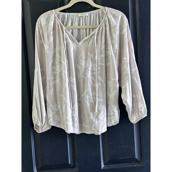 Z Supply Women's Cream Floral Print Split Neckline Long Sleeve Blouse Top Size M - Picture 1 of 9